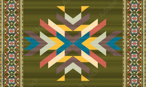 American ethnic native pattern.Traditional Navajo,Aztec,Apache,Southwest and Mexican style fabric pattern.Abstract vector motifs pattern.Design for fabric,clothing,blanket,carpet,woven,wrap,decoration