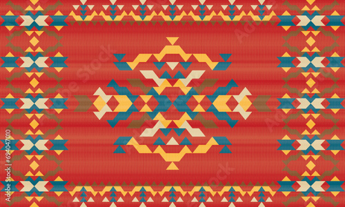 American ethnic native pattern.Traditional Navajo,Aztec,Apache,Southwest and Mexican style fabric pattern.Abstract vector motifs pattern.Design for fabric,clothing,blanket,carpet,woven,wrap,decoration