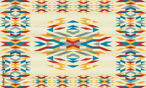 American ethnic native pattern.Traditional Navajo,Aztec,Apache,Southwest and Mexican style fabric pattern.Abstract vector motifs pattern.Design for fabric,clothing,blanket,carpet,woven,wrap,decoration