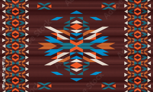 American ethnic native pattern.Traditional Navajo,Aztec,Apache,Southwest and Mexican style fabric pattern.Abstract vector motifs pattern.Design for fabric,clothing,blanket,carpet,woven,wrap,decoration