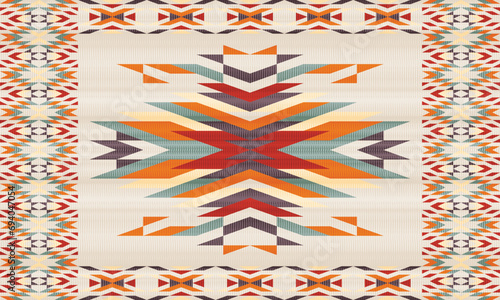 American ethnic native pattern.Traditional Navajo,Aztec,Apache,Southwest and Mexican style fabric pattern.Abstract vector motifs pattern.Design for fabric,clothing,blanket,carpet,woven,wrap,decoration