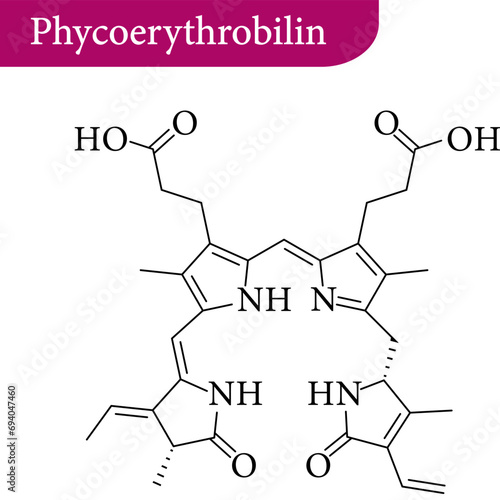 A chemical diagram of phycoerythrobilin.Vector illustration.
 photo