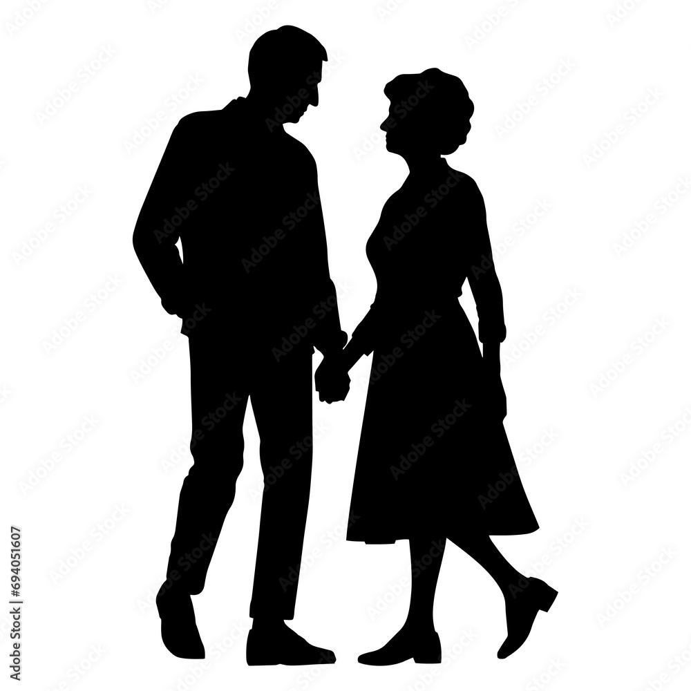 Vector illustration. Silhouette of a couple in love. Set of people.