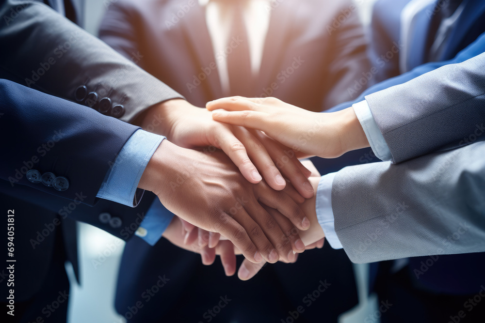 Group of business people putting their hands together, Business putting their hands together in unity ,Ai generated Group of business people putting their hands together, Business putting their hands together in unity ,Ai generated