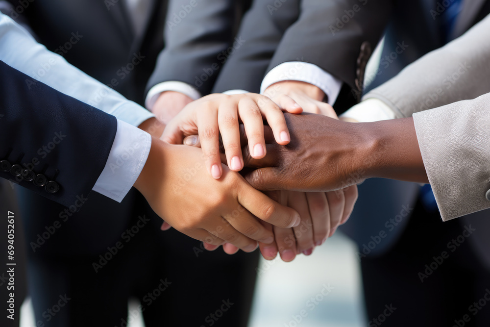 Group of business people putting their hands together, Business putting their hands together in unity ,Ai generated Group of business people putting their hands together, Business putting their hands together in unity ,Ai generated