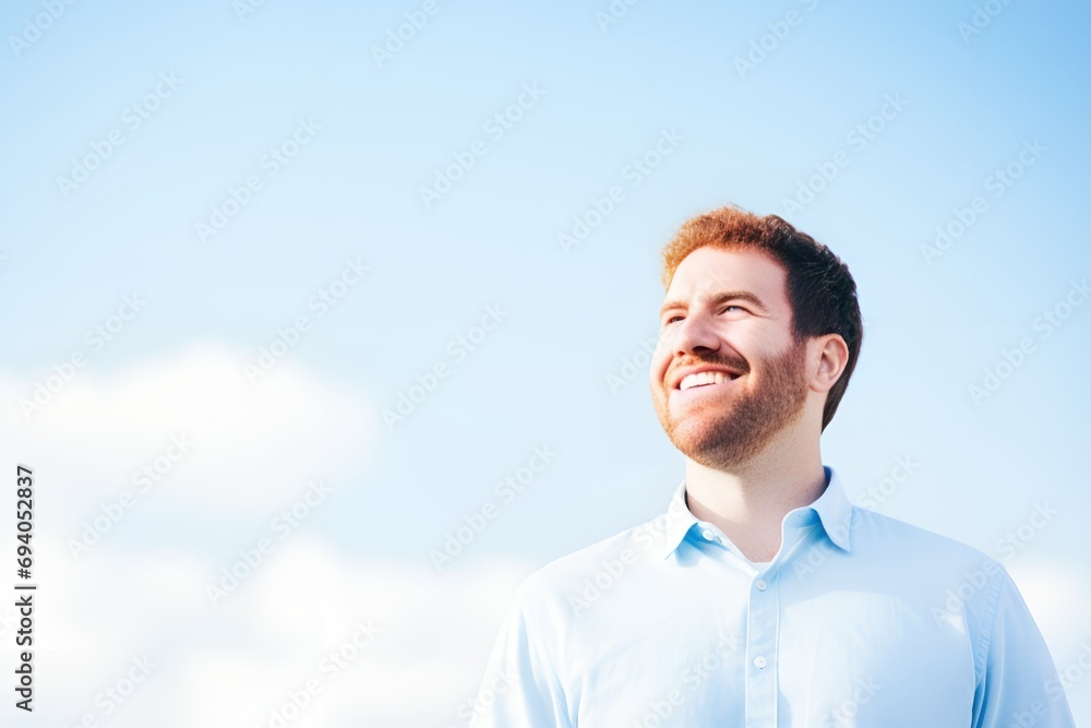 Happy Young Fictional White Man Smiling. Generative AI. Happy Young Fictional White Man Smiling. Generative AI.