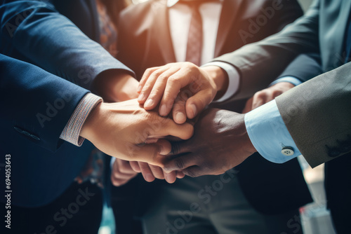 Wallpaper Mural Group of business people putting their hands together, Business putting their hands together in unity ,Ai generated Torontodigital.ca