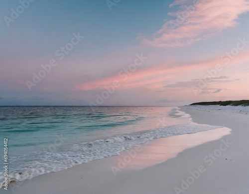 pink sunset and white sand beach