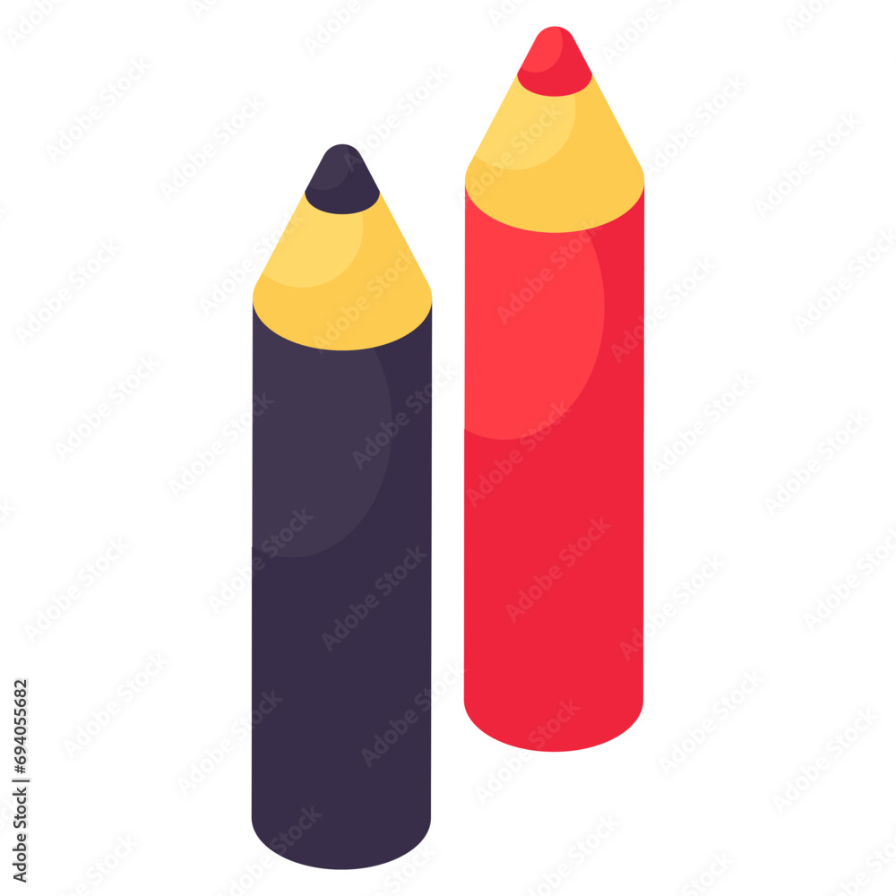 An icon design of lip pencils isolated on white background An icon design of lip pencils isolated on white background