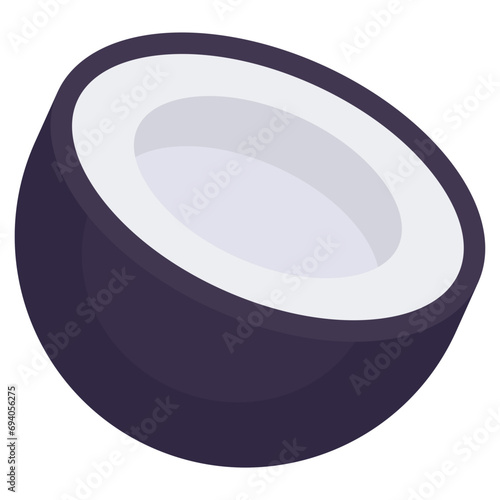 A yummy icon of coconut cut