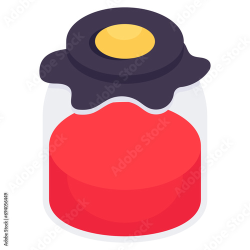 Conceptualizing isometric design icon of jam bottle 