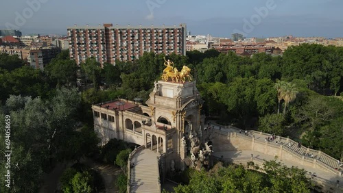 Aerial view of Parc de la Ciutadella in Barcelona, Spain photo