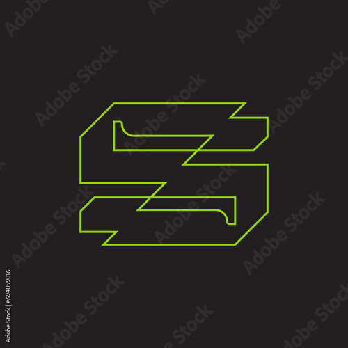 Hi Tech outline letter S in modern style. Abstract minimalist logotype or icon or signmark or pictogram on isolated background. (ID: 694059016)