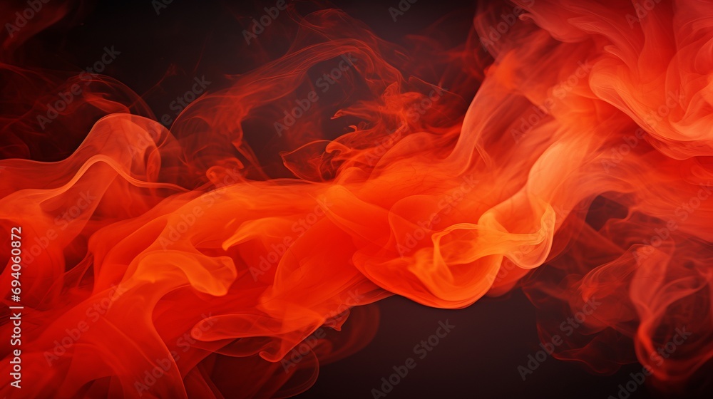 Orange particle smoke on a dark background in motion. Blood in the water. Biological process. Abstract background. A fiery dance of bright flames. Horizontal banner Orange particle smoke on a dark background in motion. Blood in the water. Biological process. Abstract background. A fiery dance of bright flames. Horizontal banner