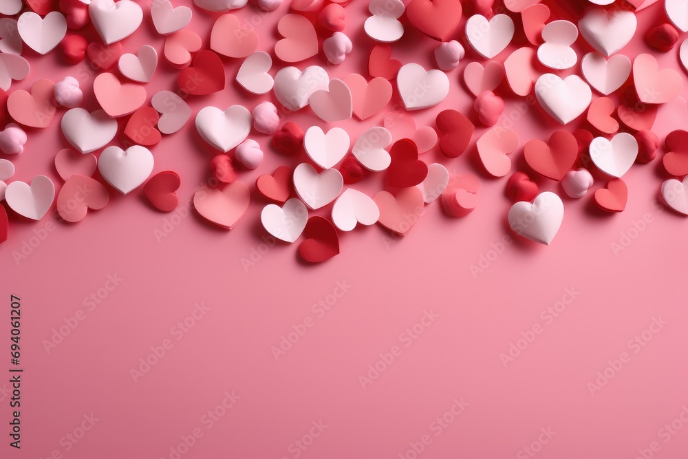 Hearts on a pink background. Valentine's Day banner, wedding invitation Hearts on a pink background. Valentine's Day banner, wedding invitation
