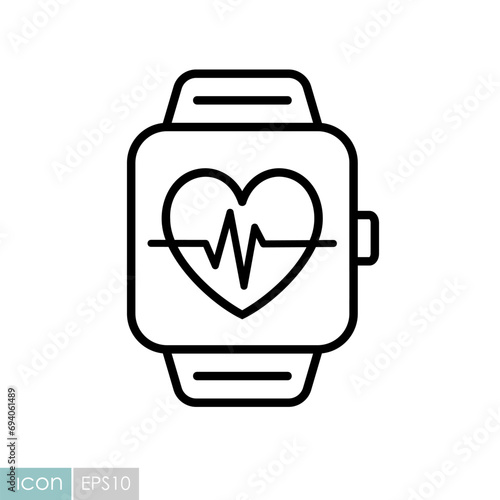 Smart watch shown heartbeat on screen vector icon
