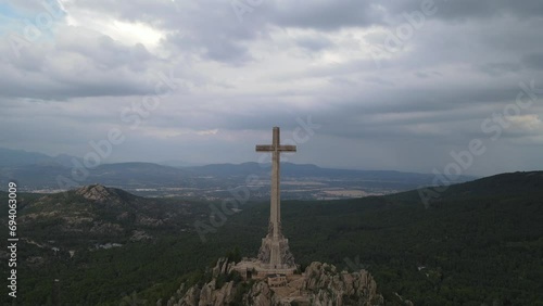 Aerial view of Cruz de los caidos, Spain photo