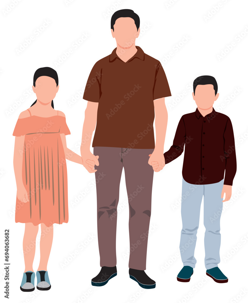 Small Modern family character.  Vector design on isolated white background 