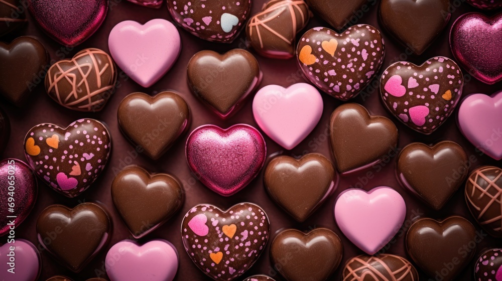 Chocolate heart shape candy valentine day romantic wallpaper background Chocolate heart shape candy valentine day romantic wallpaper background