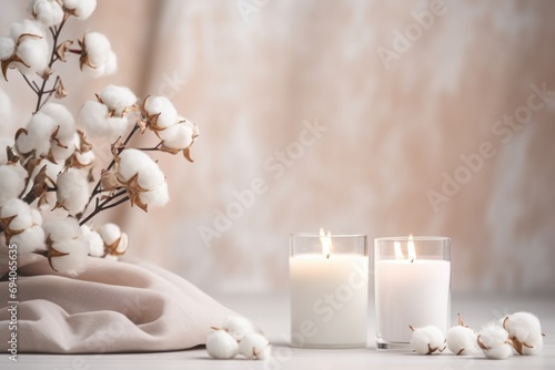 Candles and cotton branches