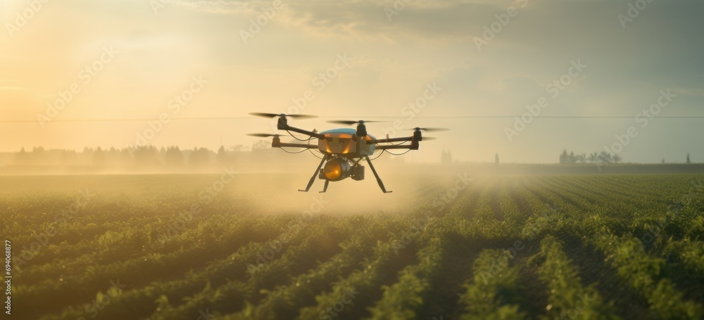 Drone Over Farmland at Sunset Drone Over Farmland at Sunset