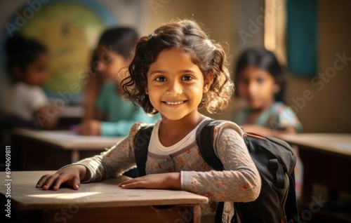 Smiling Child in Classroom