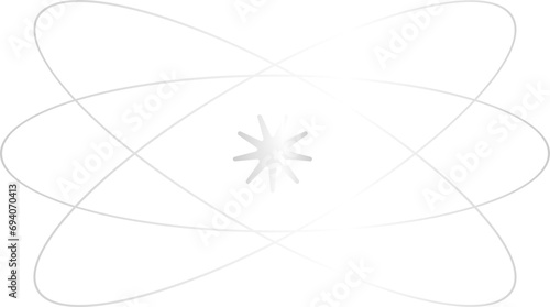 Silver Star Orbit Y2K Element. Retro futuristic shape.