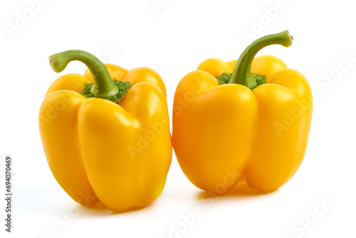 Yellow Bell pepper, isolated on white background.