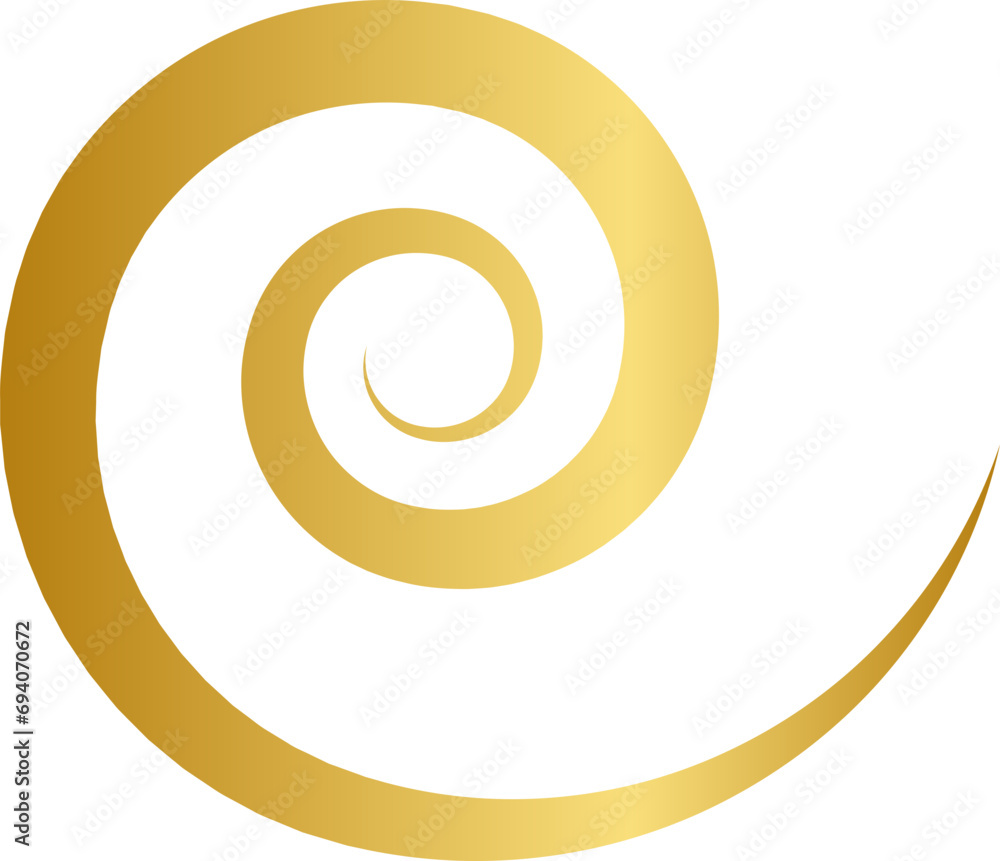 Gold Spiral Y2K Element. Retro futuristic shape. Gold Spiral Y2K Element. Retro futuristic shape.