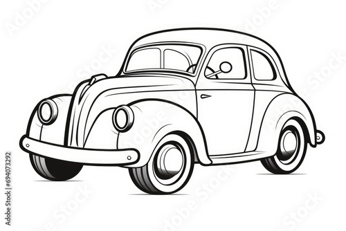 Children's coloring book car. Coloring page line art for book and drawing.