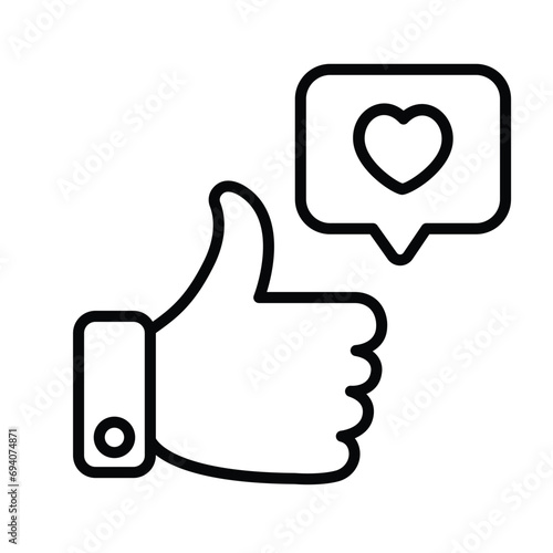 Like icon. Hand like. Thumb up. Outline love symbol. Social media sign. Seal of approval. OK sign. Like symbol. Premium quality. Achievement badge. Quality mark. Thumb icon. Human hand.