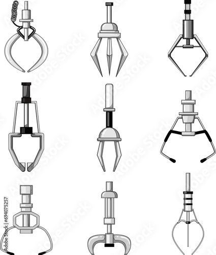 claw machine set cartoon. arcade crane, toy doll, prize robot claw machine sign. isolated symbol vector illustration