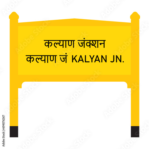 Kalyan junction in Mumbai railway board vector illustration isolated on white photo