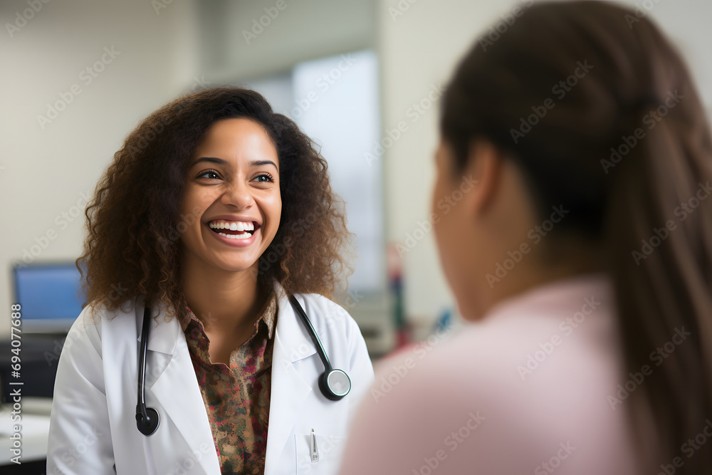 Mixed raced female doctor attending a patient Mixed raced female doctor attending a patient