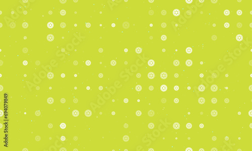 Seamless background pattern of evenly spaced white optic cable symbols of different sizes and opacity. Vector illustration on lime background with stars