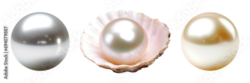 Set of pearl isolated on transparent background.