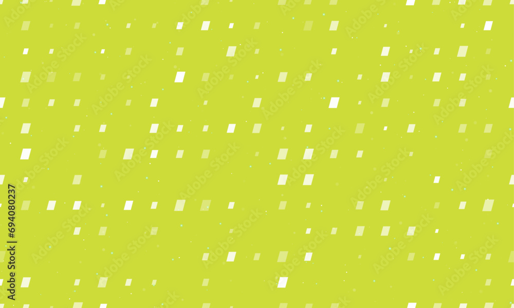 Seamless background pattern of evenly spaced white parallelogram symbols of different sizes and opacity. Vector illustration on lime background with stars Seamless background pattern of evenly spaced white parallelogram symbols of different sizes and opacity. Vector illustration on lime background with stars
