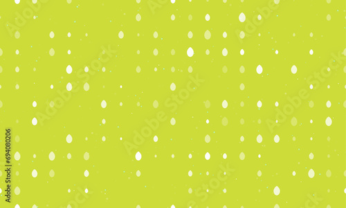 Seamless background pattern of evenly spaced white oval symbols of different sizes and opacity. Vector illustration on lime background with stars