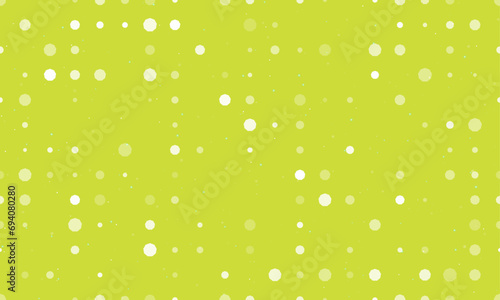 Seamless background pattern of evenly spaced white nonagon symbols of different sizes and opacity. Vector illustration on lime background with stars