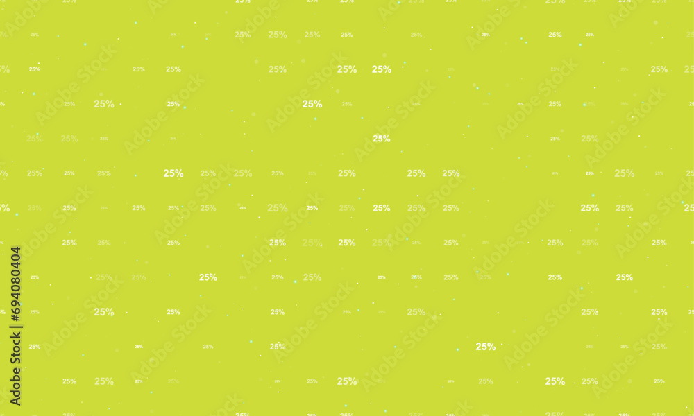 Seamless background pattern of evenly spaced white 25 percent symbols of different sizes and opacity. Vector illustration on lime background with stars Seamless background pattern of evenly spaced white 25 percent symbols of different sizes and opacity. Vector illustration on lime background with stars