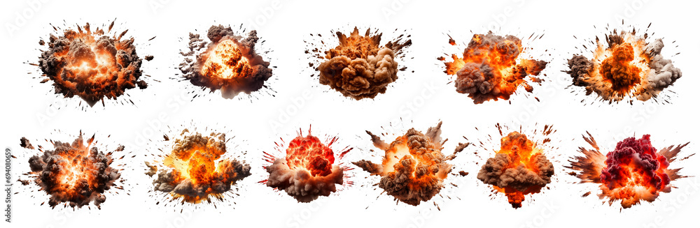 An explosion isolated on a transparent background. - obrazy, fototapety, plakaty 