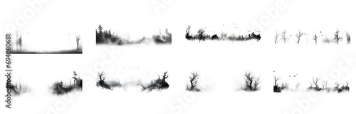 Spooky fog overlays isolated on transparent background.