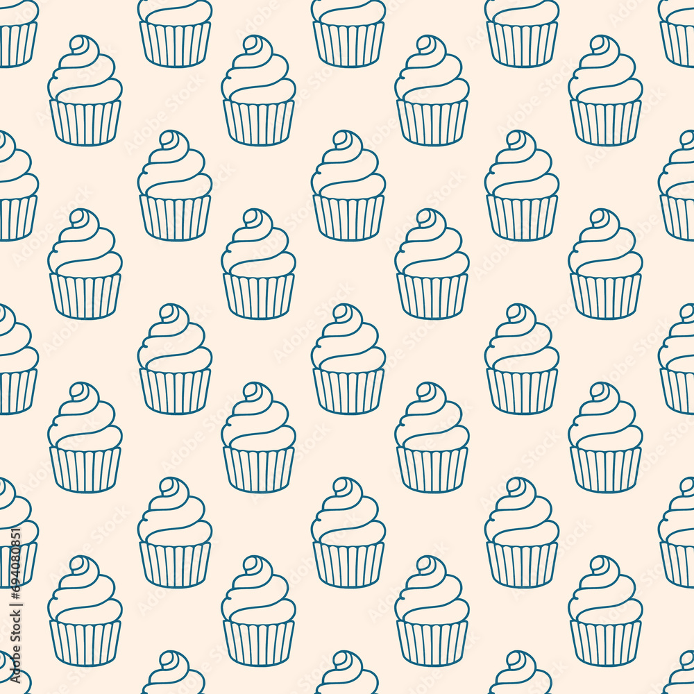 Cute cupcakes with cream seamless pattern background. Cute cupcakes with cream seamless pattern background.