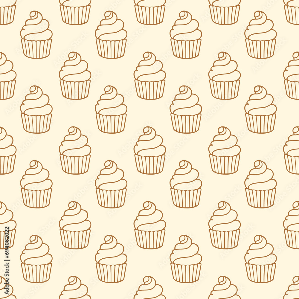 Cute cupcakes with cream seamless pattern background. Cute cupcakes with cream seamless pattern background.