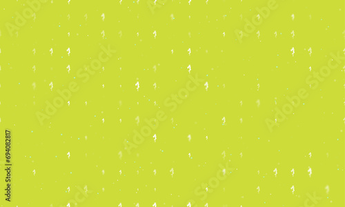 Seamless background pattern of evenly spaced white enchantress symbols of different sizes and opacity. Vector illustration on lime background with stars