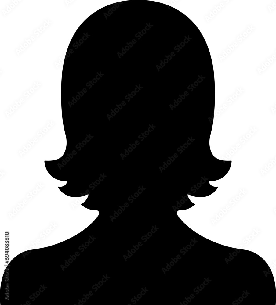 user profile, person icon in flat isolated in transparent background Suitable for social media women profiles, screensavers depicting female face silhouettes vector for apps website