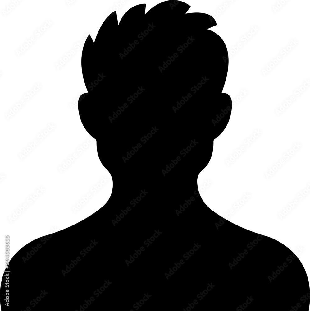 user profile, person icon in flat isolated in transparent background Suitable for social media man profiles, screensavers depicting male face silhouettes vector for apps website