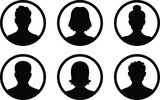 user profile, person icon in flat set isolated in transparent background Suitable for social media man, women profiles, screensavers depicting male and female face silhouettes vector for apps website