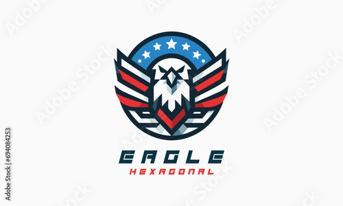 Eagle, bird flat minimal geometric logo design © Vectors.in