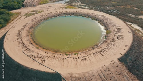 australian water tank drone view paraguayan chaco photo